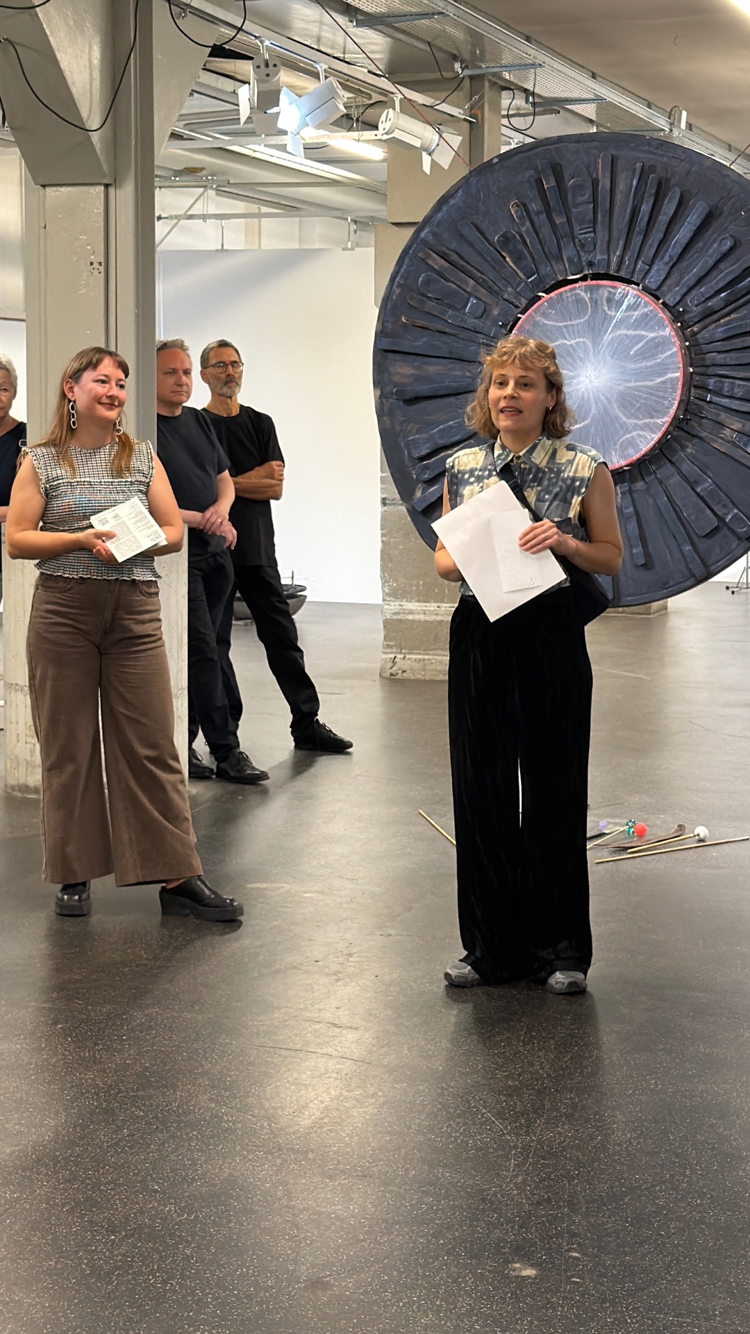 Exhibition view, vernissage — Welcome address by Sarah Mühlebach and Sarah Hablützel, oxyd Winterthur