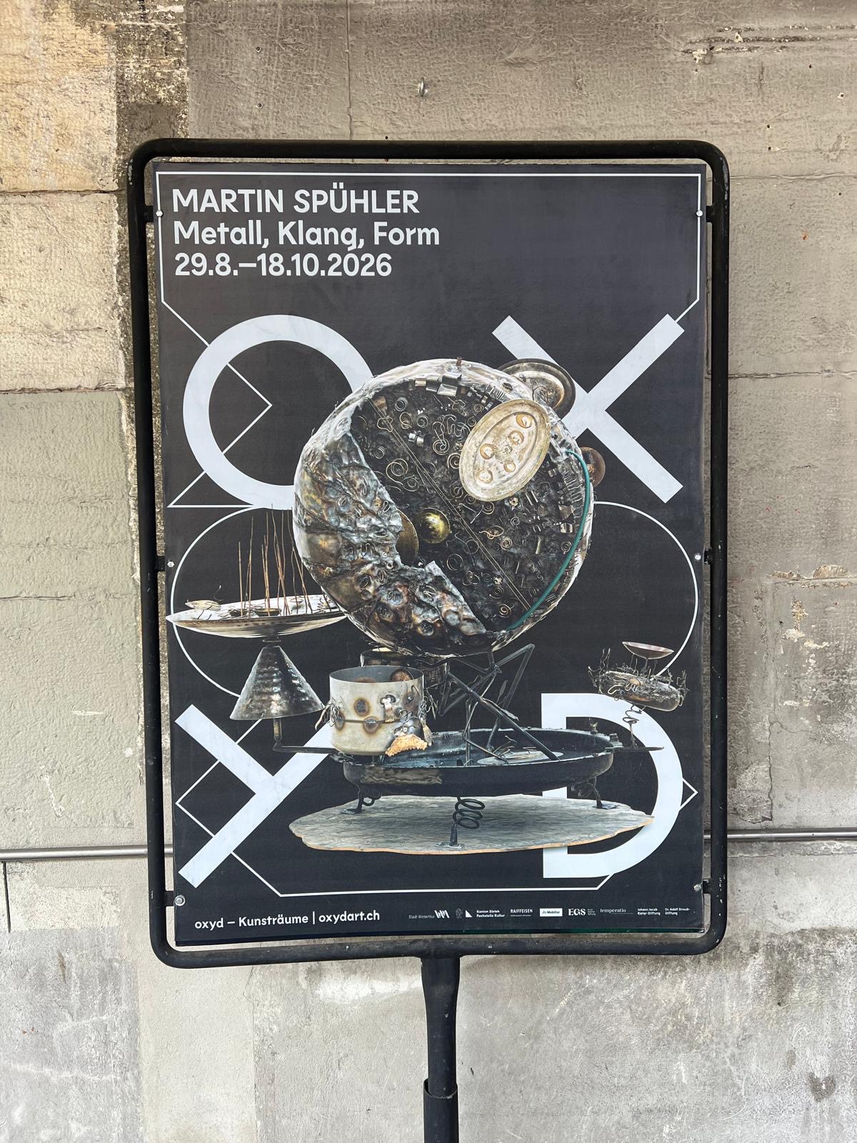 Ausstellungsplakat — Martin Spühler, Metall, Klang, Form, oxyd Winterthur